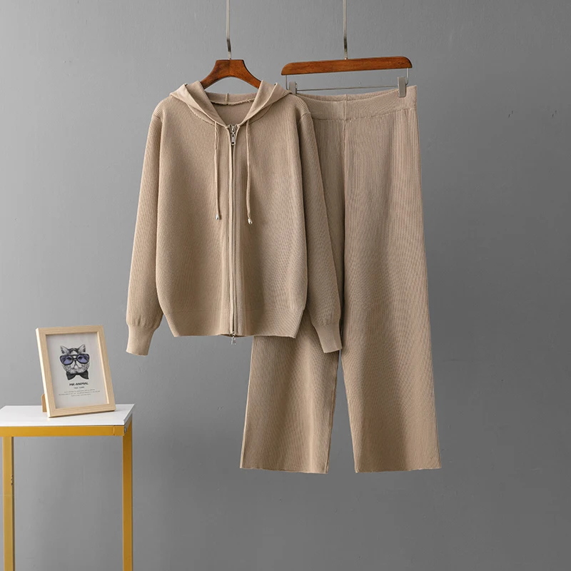 Женский Комплект Спортивной Одежды Trikotaj С Кардиганом Капюшоном И Широкими