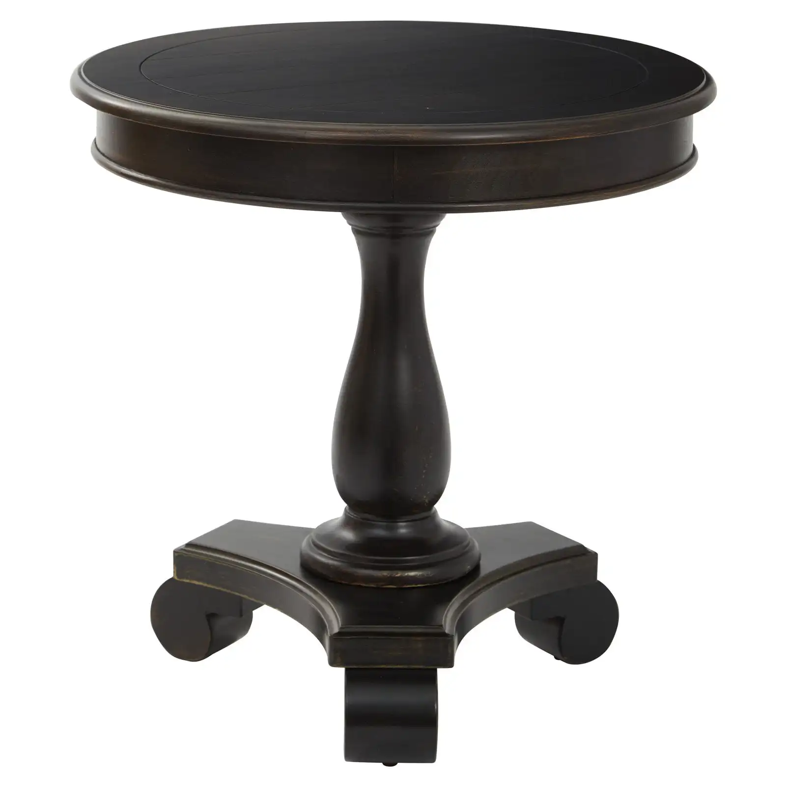 

Avalon Hand Painted Round Accent table in Antique Black Finish