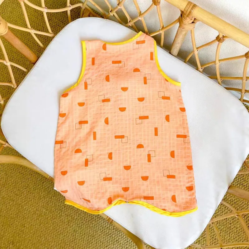 Toddler Girl Split Leg Clip Cotton Onesie Sleepsack Baby Boy Cartoon Print Sleeveless Sleeping Bag 0-24M Kids Vest Homewear