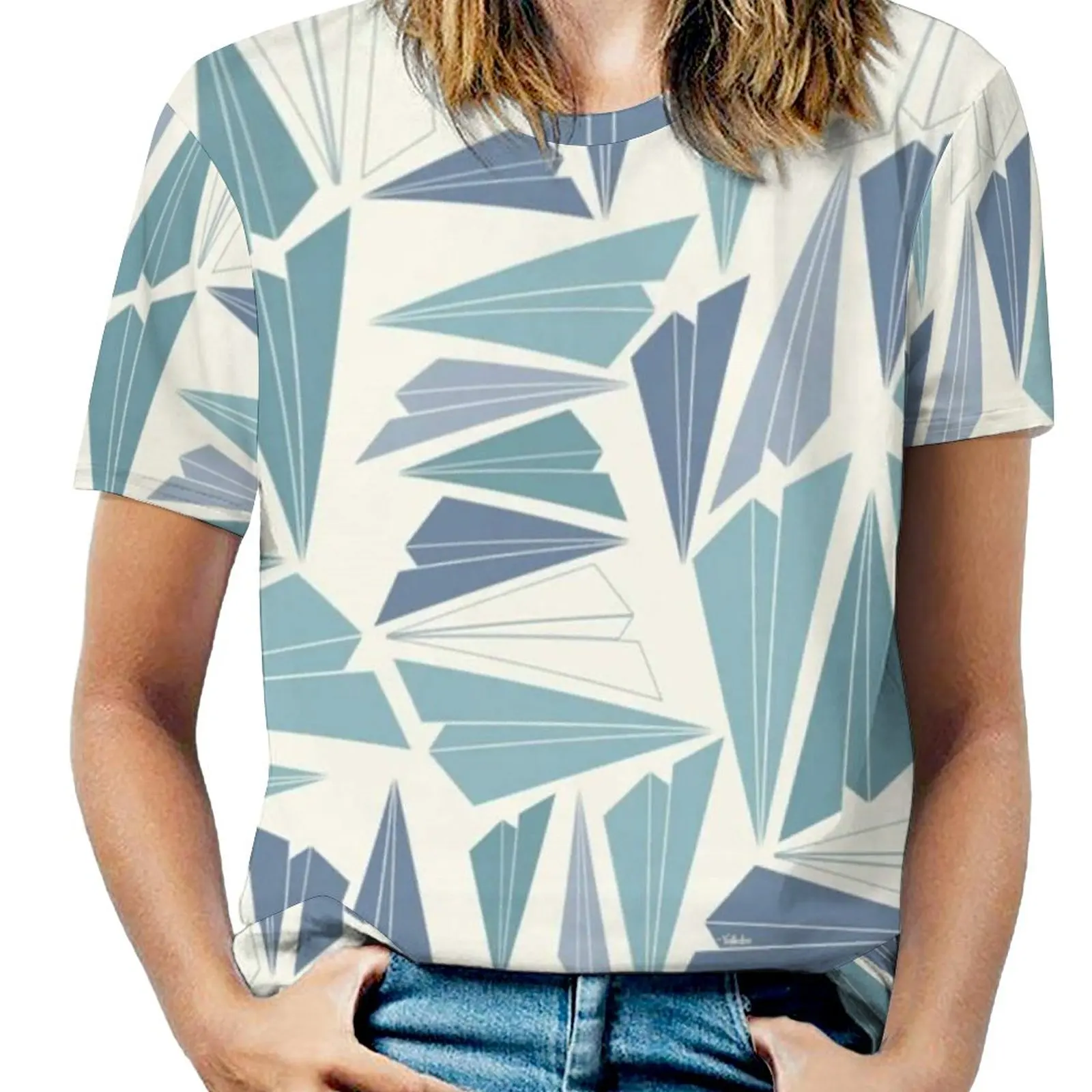 

Paper Airplane 53 Woman'S T-Shirt Spring And Summer Printed T Shirts Crew Neck Pullover Top Abstract Air Air Airplane Airplanes