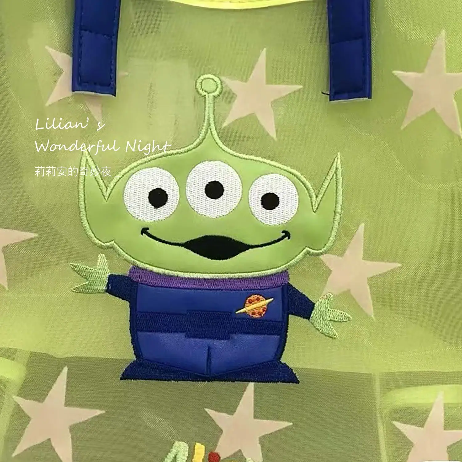 Disney Three-Eyed Aberdeen Mesh Bag Large-capacity Japanese Cartoon Embroidery Hand Bag Female Student Portable Hand Bag