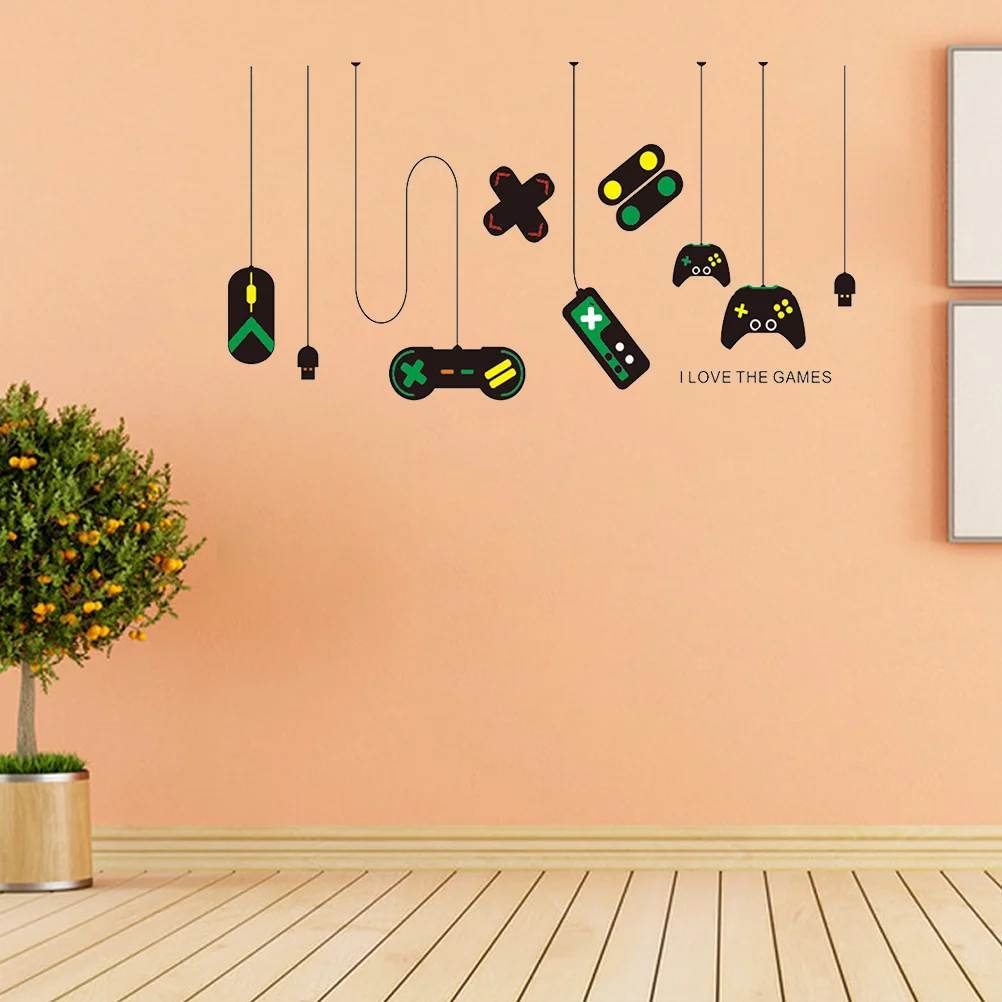 

Wall Stickers Game Kids Cartoon Sticker Kindergarten Kitchen Room Cute Nursery Decal Controller Gaming Decor Video Poster