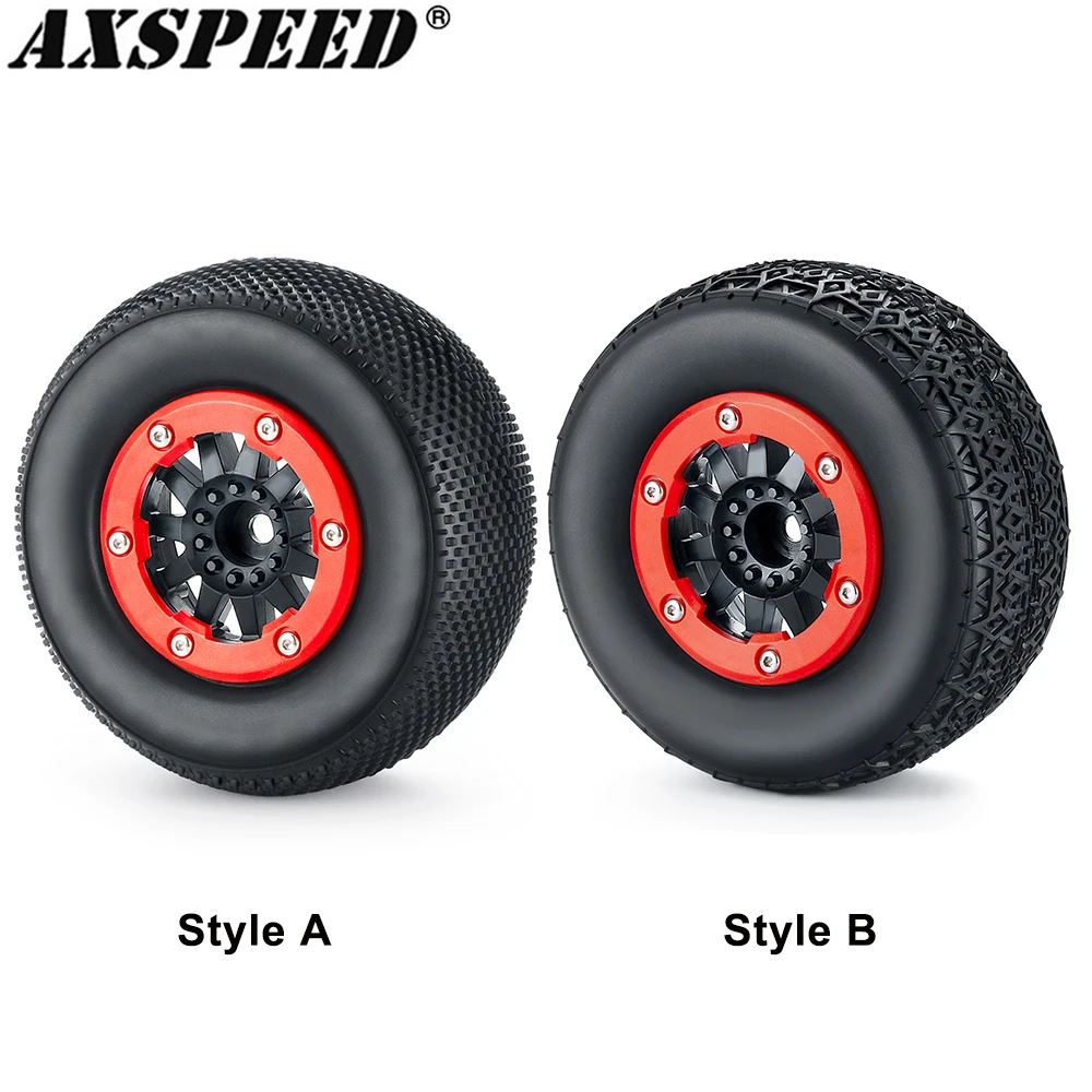 

AXSPEED RC Car Beadlock Rubber Tires Wheel Rim Set 48x110mm for 1/10 Slash Short Course Truck SENTON Upgrade Parts