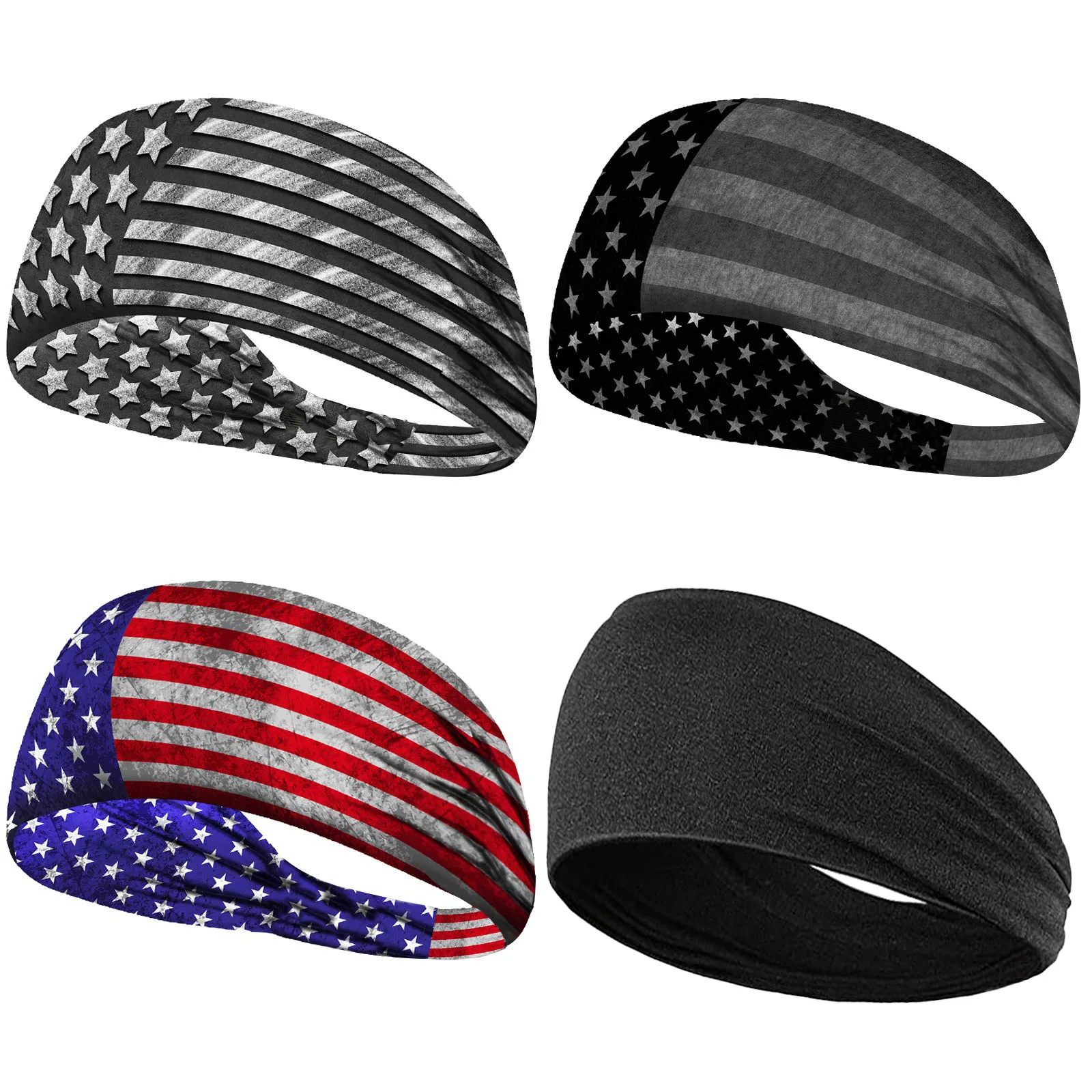 

Men Women Camouflage Headband Elastic Yoga Hair Band For Volleyball Cycling Fitness Tennis Independence Day Hairband Sweatband