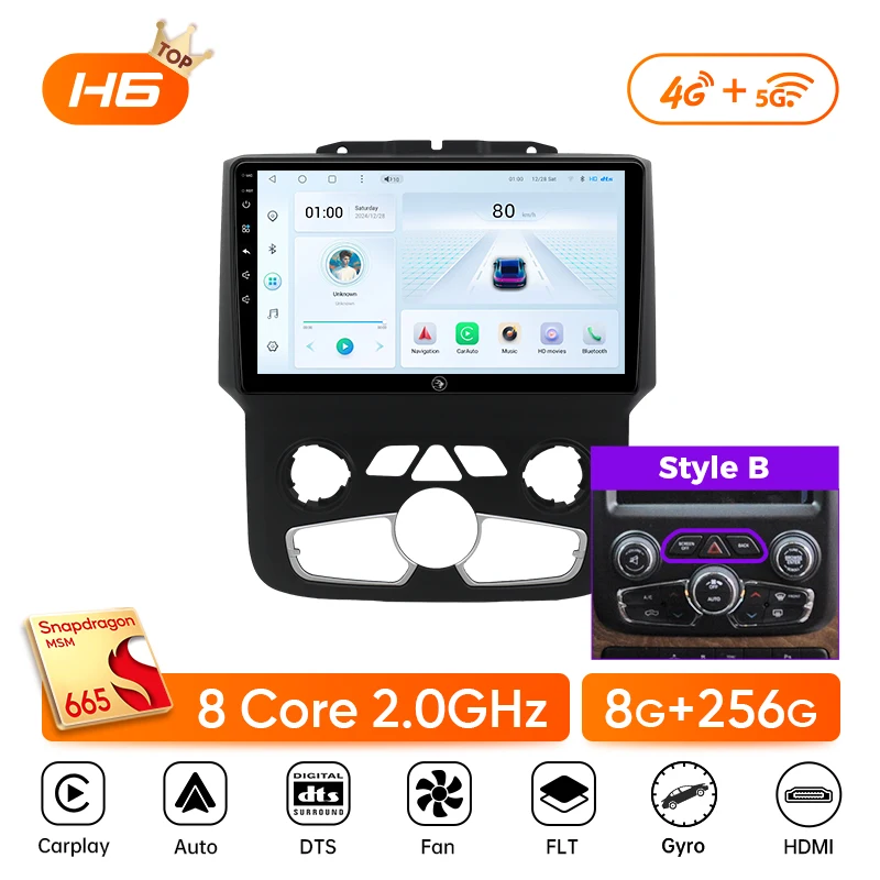 

Автомобильный радиоприемник Ainavi, мультимедийный плеер для Dodge Ram 1500 2500 3500 2013-2018, беспроводной Carplay, Android, автомобильная стереосистема 48EQ, GPS DSP