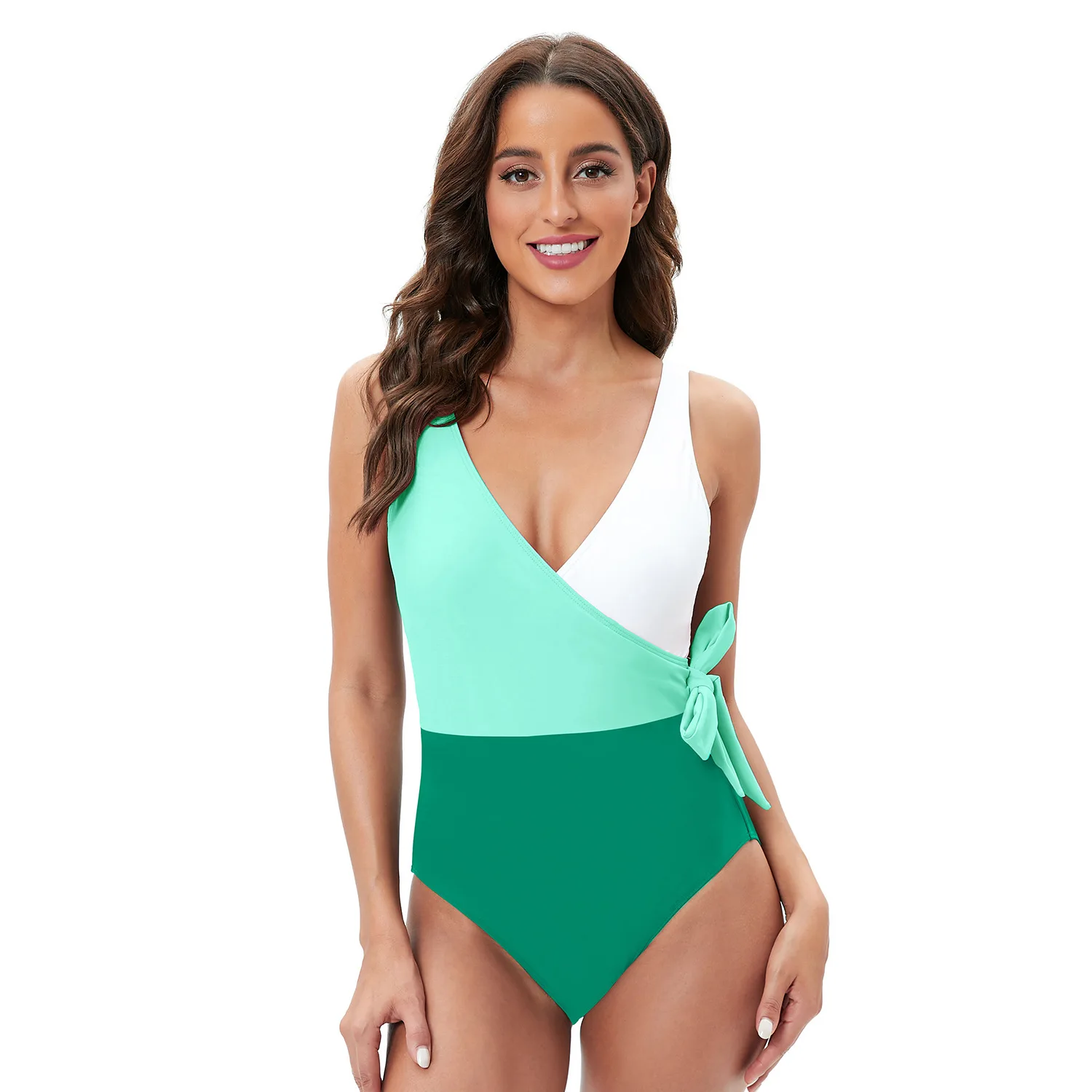 2023 сексуальный цельный купальник на шнуровке с цветными блоками женский