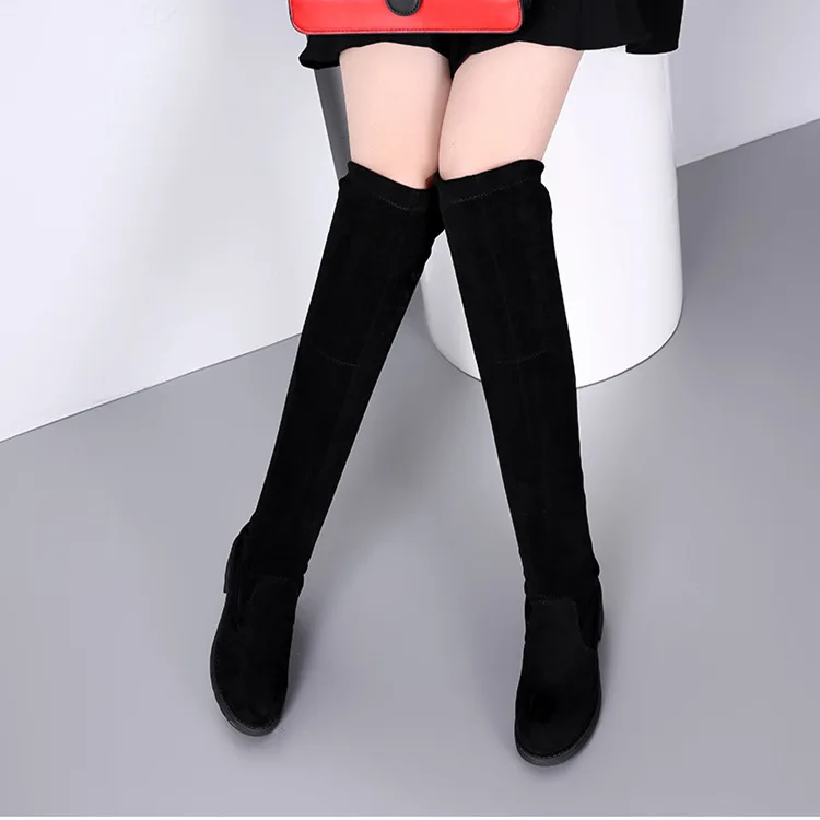 2021 Autumn and Winter Korean Version of The Boots Look Thinner Over The Knee Stretch Boots Women Boots High Boots Women's Shoes