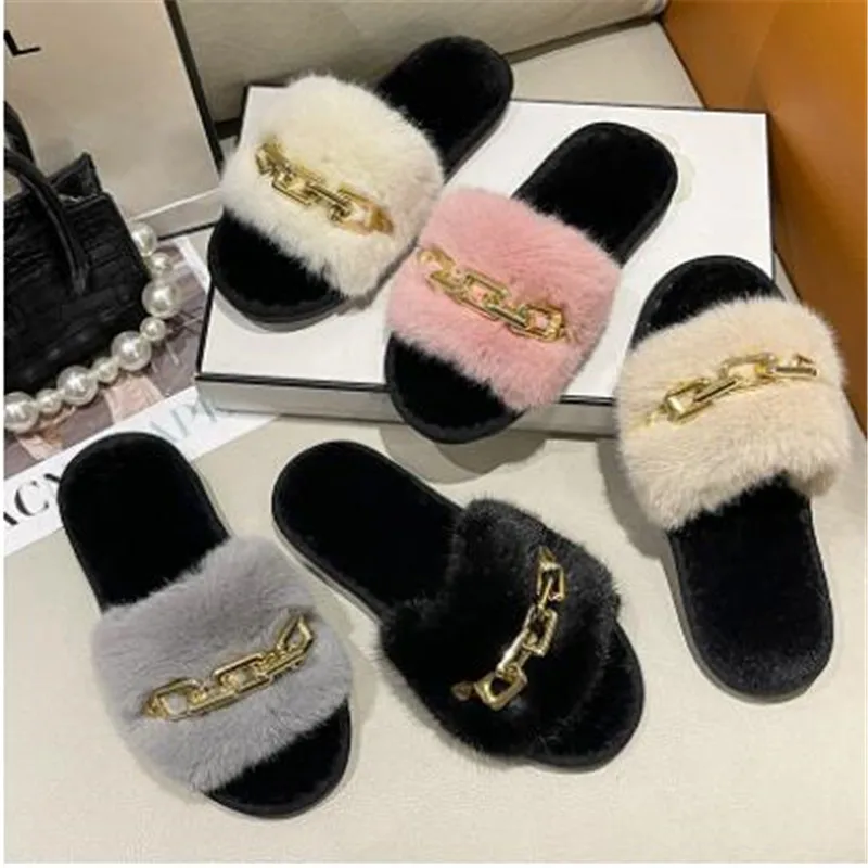 Женские домашние тапочки с цепочкой однотонные Нескользящие шлепанцы открытым