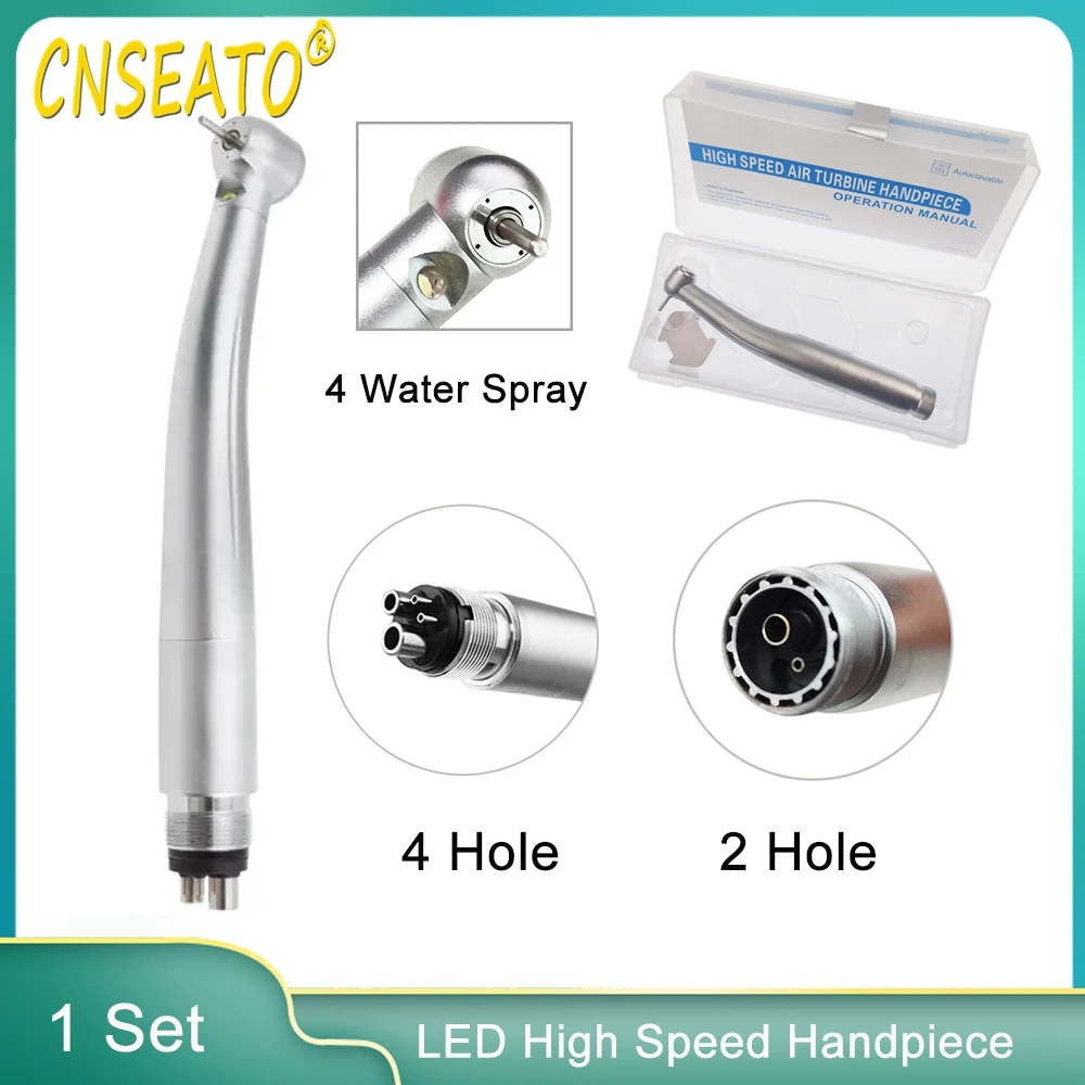 

Стоматологический ручной высокоскоростной наконечник, 4 водяных спрея, стандартная головка, кнопка, ручной инструмент, электронный генератор, воздушная турбина, стоматология с 2/4 отверстиями
