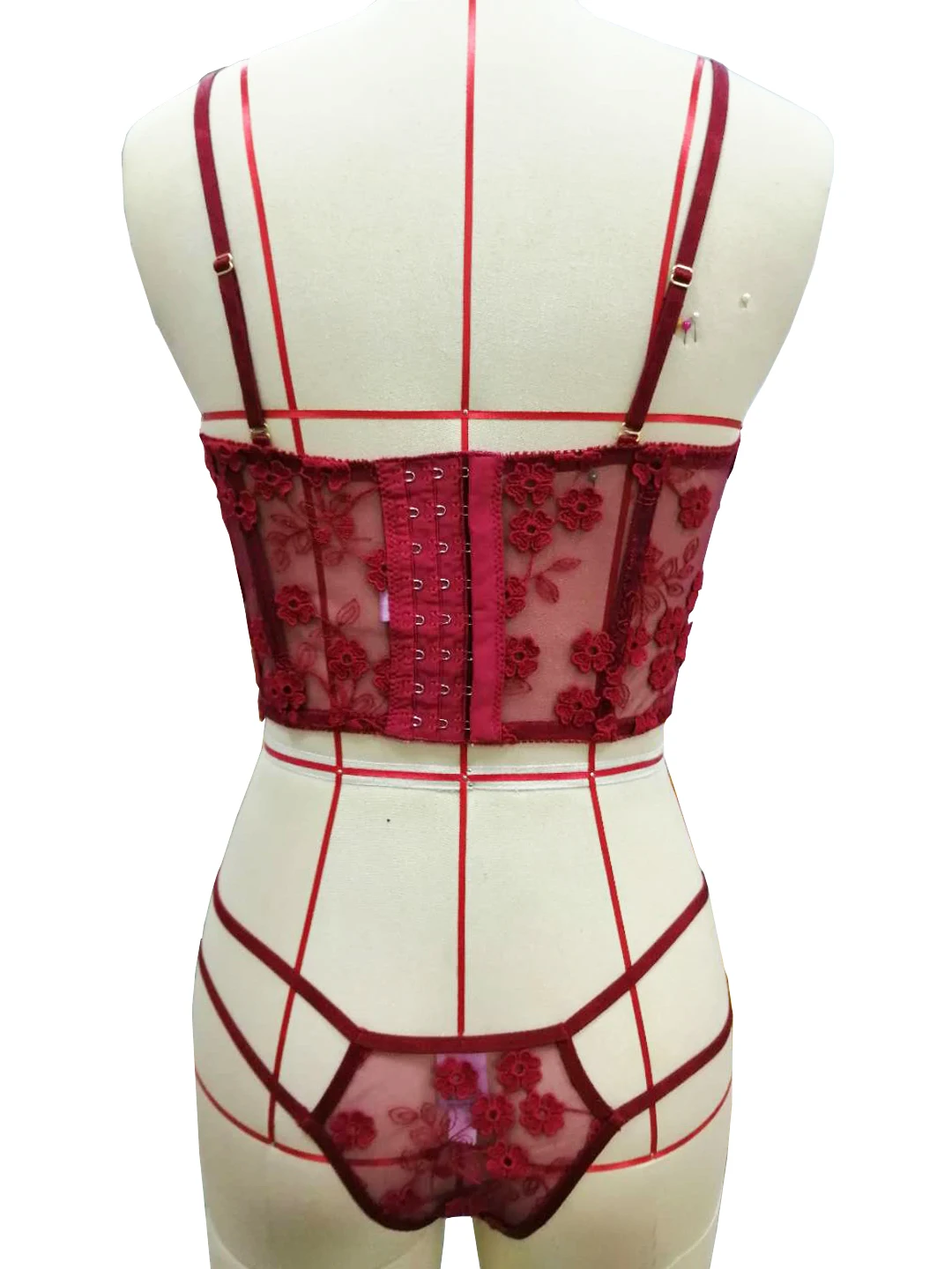 Women Lace Bra Set Sexy Lingerie Set French Bralette Lace Panties Cropped Bra Thong Set Female Intimates Seamless Underwear Set