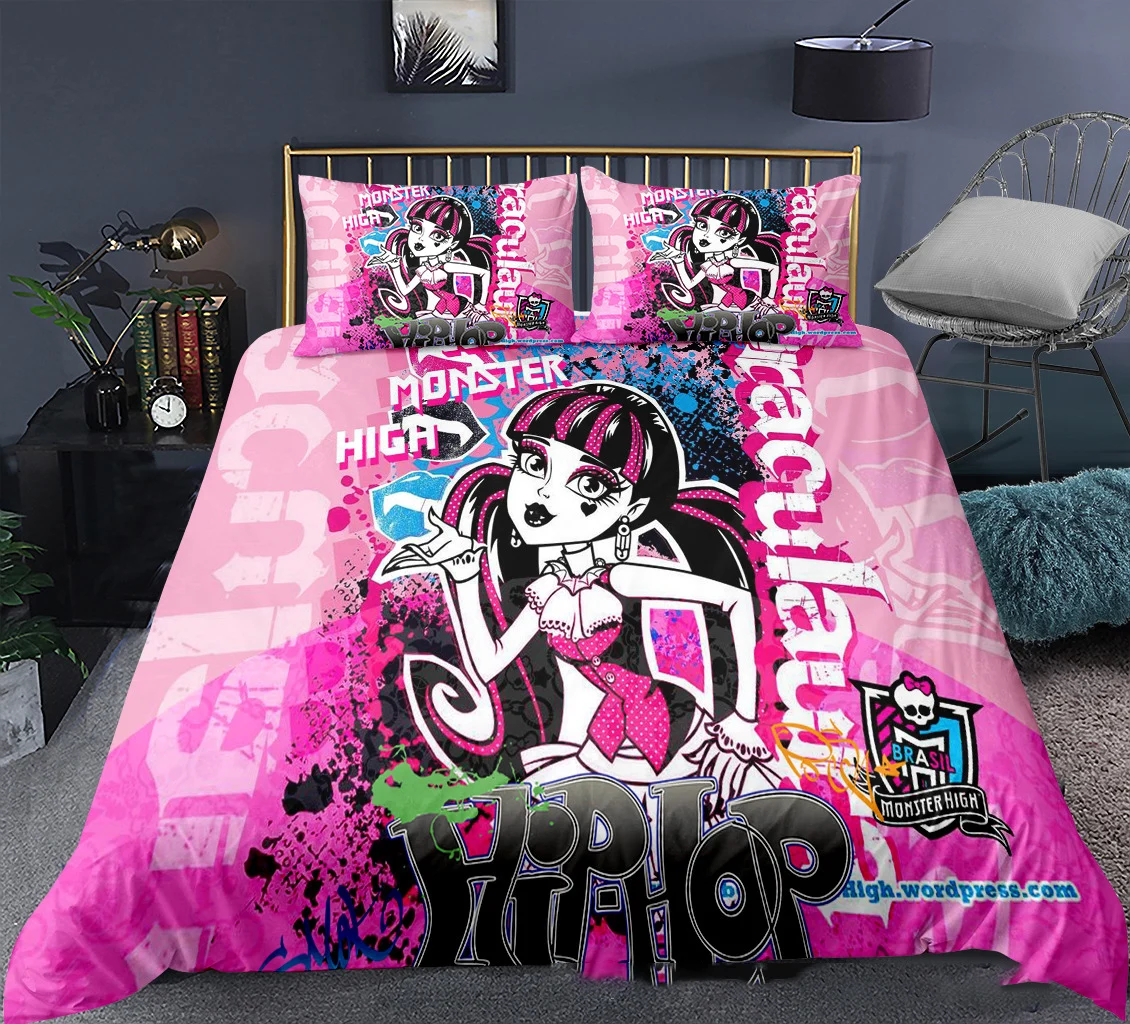 

3D Printed Monster High Bedding Set Pillowcase Duvet Cover 3Pcs Double Twin Full Queen King Adult Kids Bedclothes Quilt Cover