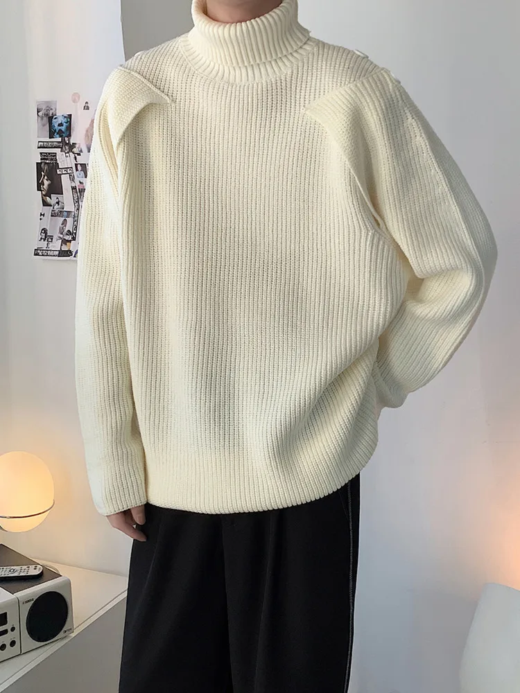 [oimg] Осенне-зимний мужской свитер с высоким воротником и силуэтом меньшинства