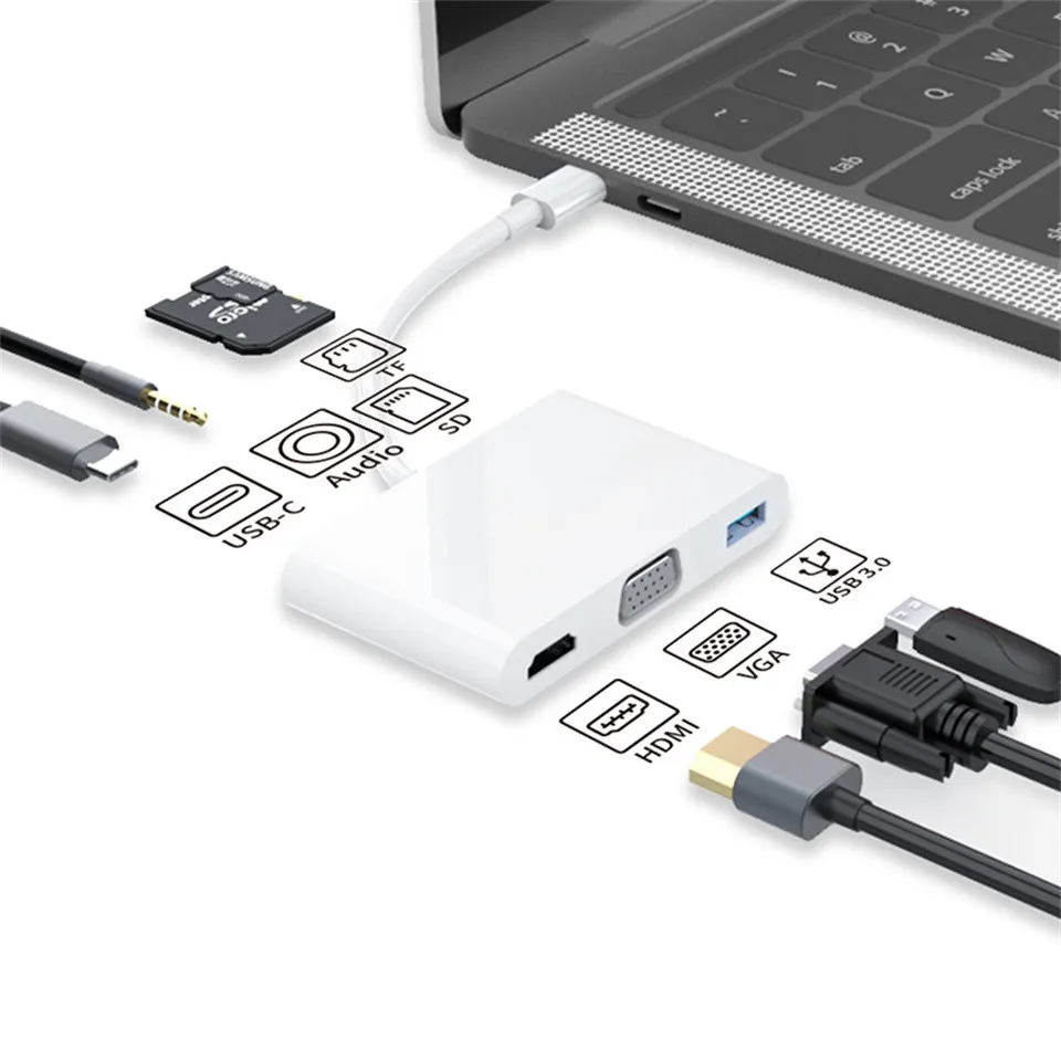 

USB-разветвитель 5/7 в 1, USB 3,0, HDMI, VGA, 3,5 мм, 5 Гбит/с