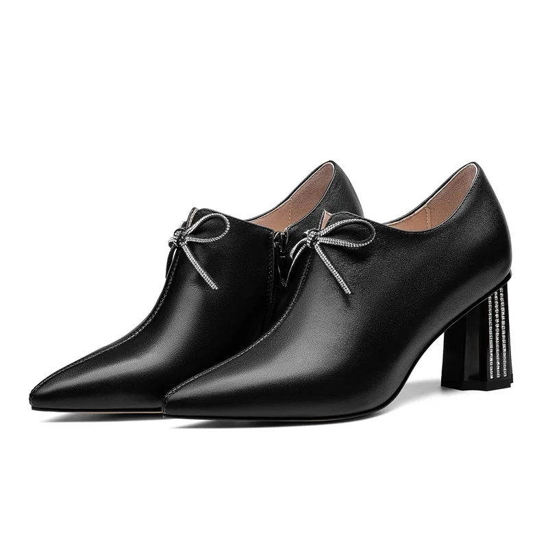 soft leather women shoes genuine cow leather pumps zipper pointed toe high heels fashion street shoes office lady shoes pumps