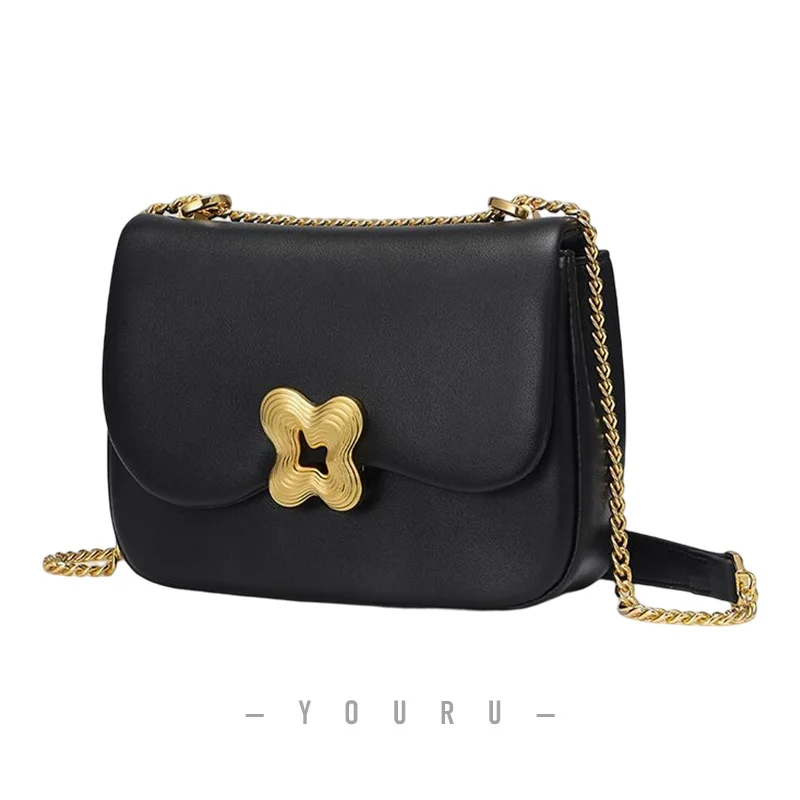 

Chain Small Square Bags for Women Original Luxury Designer Handbags Fashion Crossbody Shoulde Bag Flower Shape Lock Flip Cover
