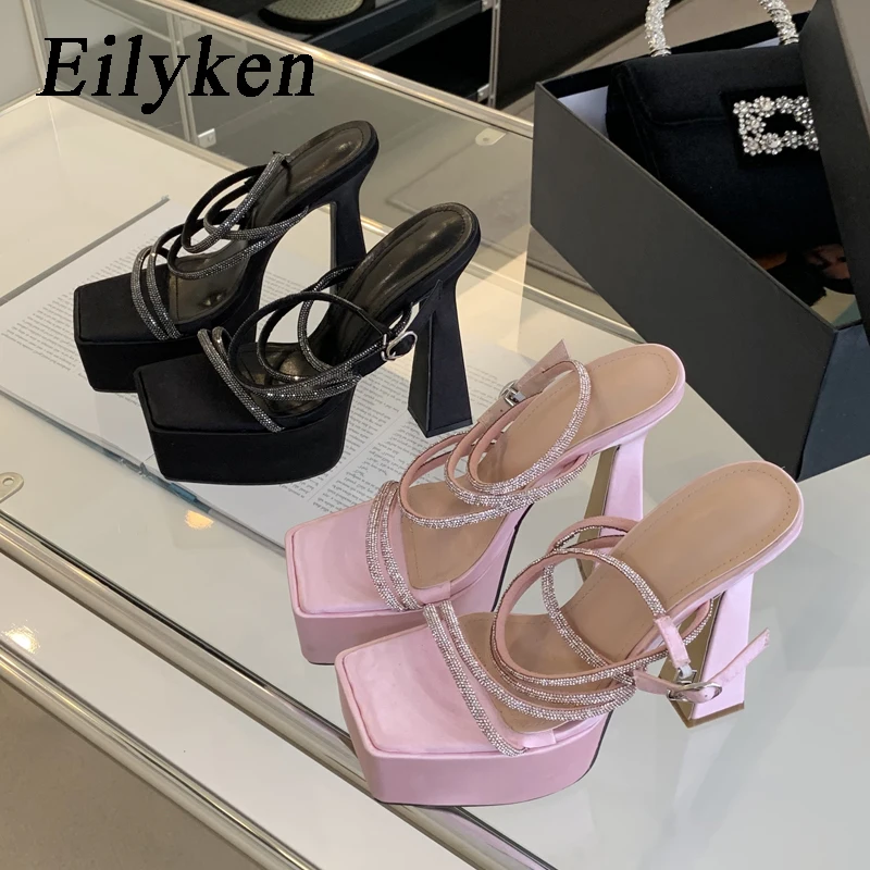 Eilyken/Коллекция 2024 года Босоножки на очень высоком каблуке с кристаллами Модные