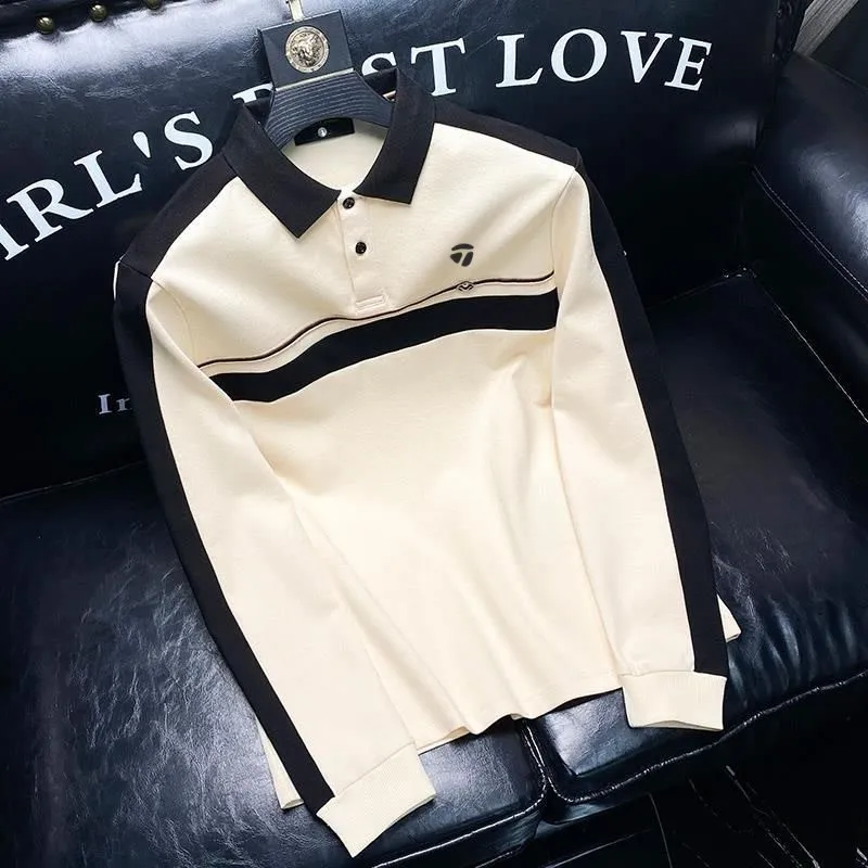 

Autumn Men's Golf Clothing business casual lapel polo shirt Long Sleeves Golf Wear Tops Tee Korea Fashion joker Sport T-shirt