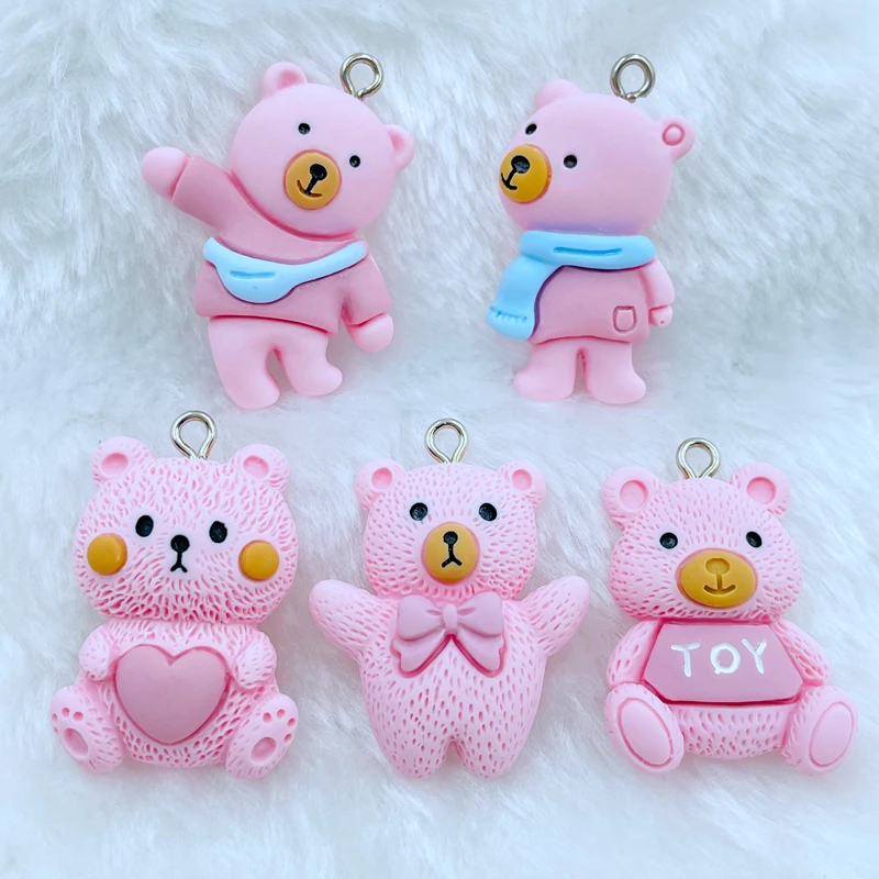 

10 Pcs New Mini Kawaii Lovely Cartoon Bear, Princess Resin Charms For Earring Necklace Pendant Jewelry Findings Making E09