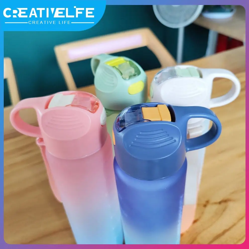 

1000ml Large Capacity Water Bottle Straw Cup Gradient Color Plastic Water Cup With Time Scale Marker Outdoor Sports Bottle Cup