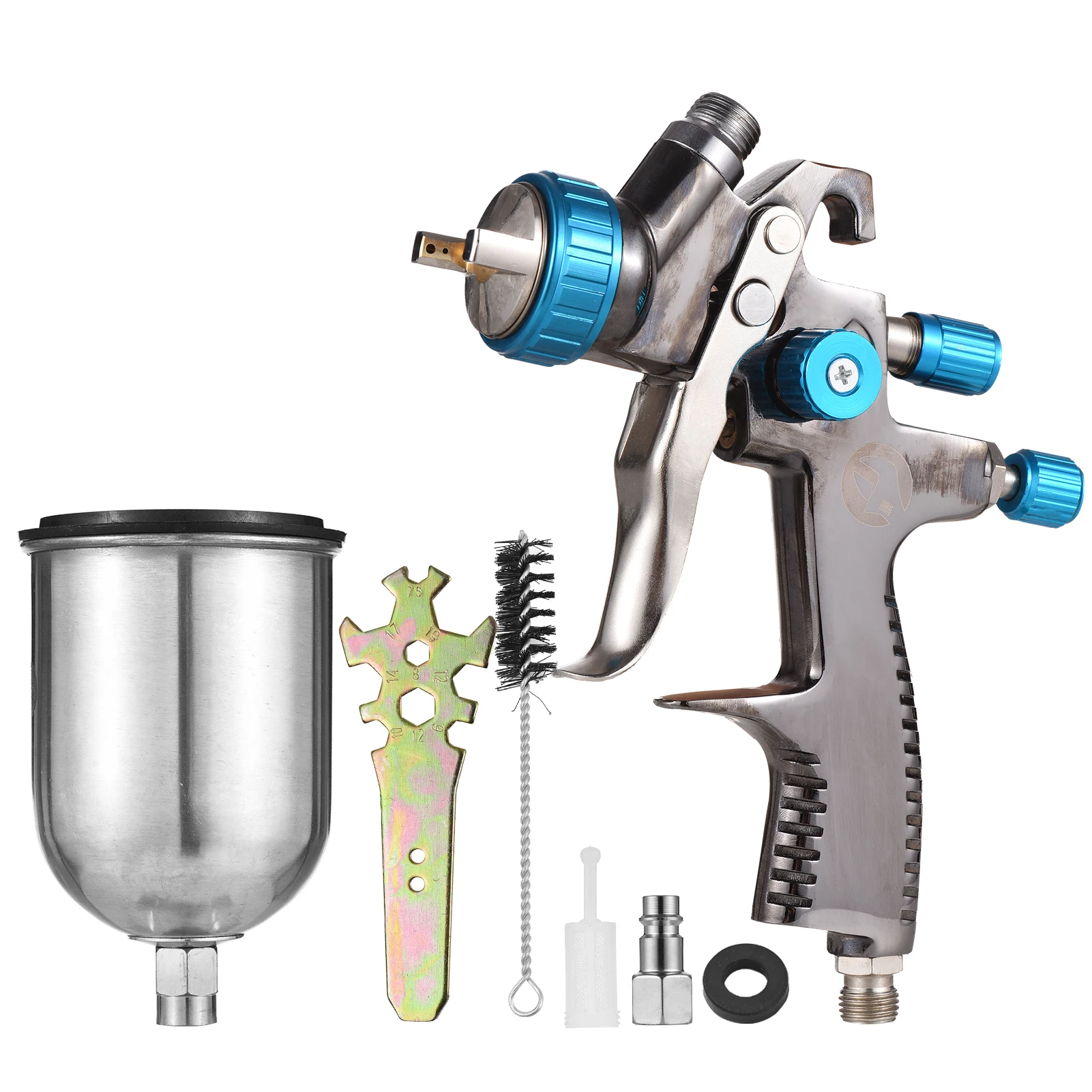 

LVLP 1.3mm Air Spray Gun Kit 600cc Fluid Cup Gravity Feed Air Paint Sprayer Mini Handheld 360-degree Paint Spraying Gun DIY Tool