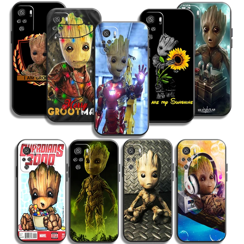 

Marvel Groot Cartoon Phone Cases For Xiaomi Redmi Note 10 10S 10 Pro POCO F3 GT X3 GT M3 Pro X3 NFC Funda Back Cover Carcasa