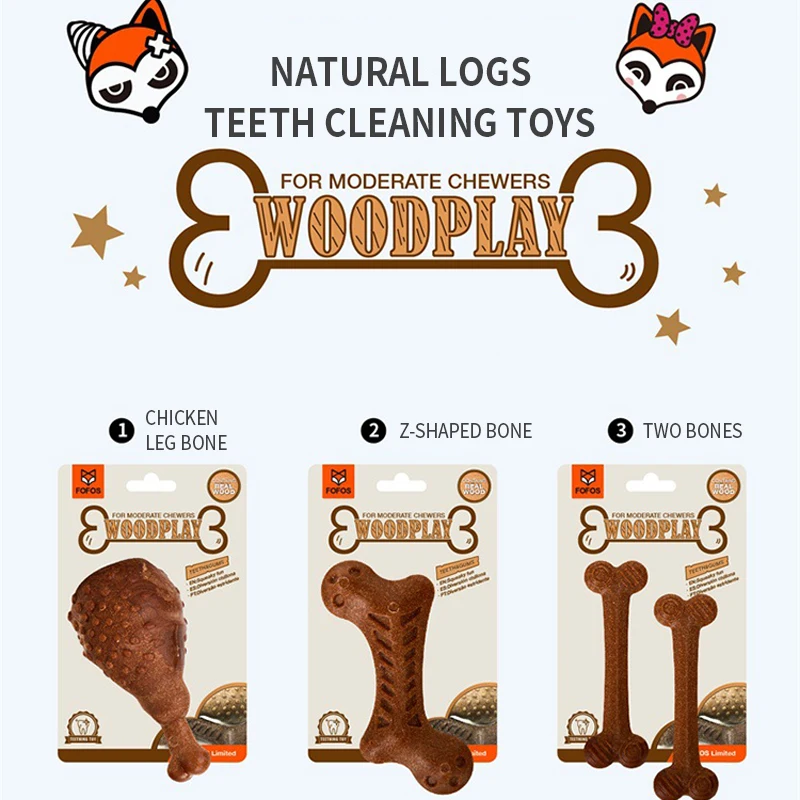 Durable Dog Chew Toy with Food Hole Natural Wood Flour Interactive Pet Bone for Medium Small Dogs Puppy Non-Toxic Grade |