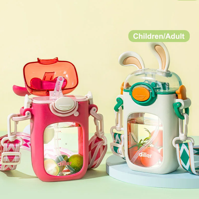 With Straw Cartoon Tritan Plastic Bpa Free No Smell Leak Pro