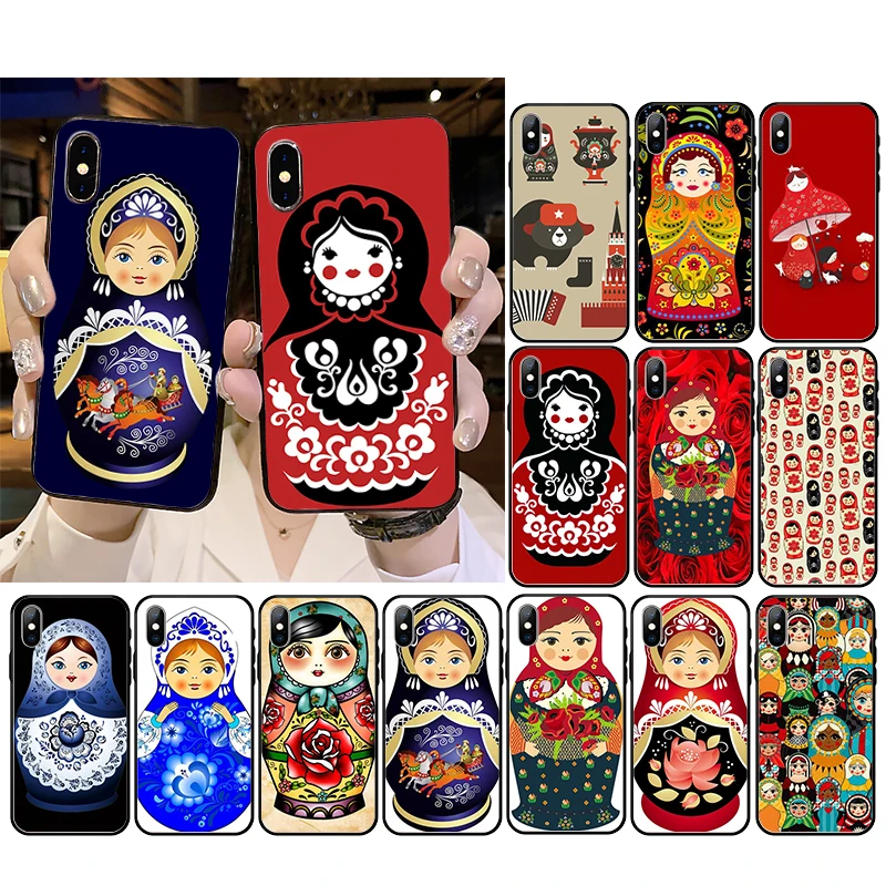 

Cute Russian Dolls Pattern Matryoshka Phone Case For iPhone 14 13 12 11 Pro XS MAX XR 8 7 6 6S Plus X Case 12mini