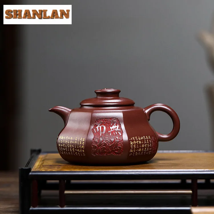 310 мл винтажные чайники из фиолетовой глины Исин восьмиугольный горшок ручной