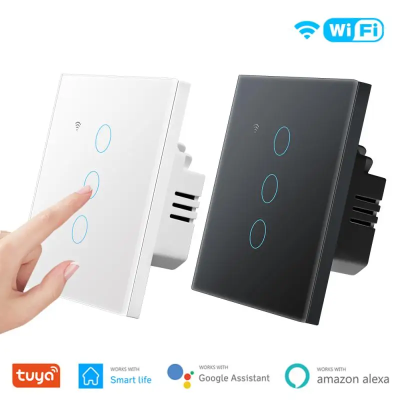 

Wifi 10a Eu Switch 1/2/3/4 Gang Smart Touch Switch Zero Fire Switch Smart Life Work With Alexa Google Home App Remote Control