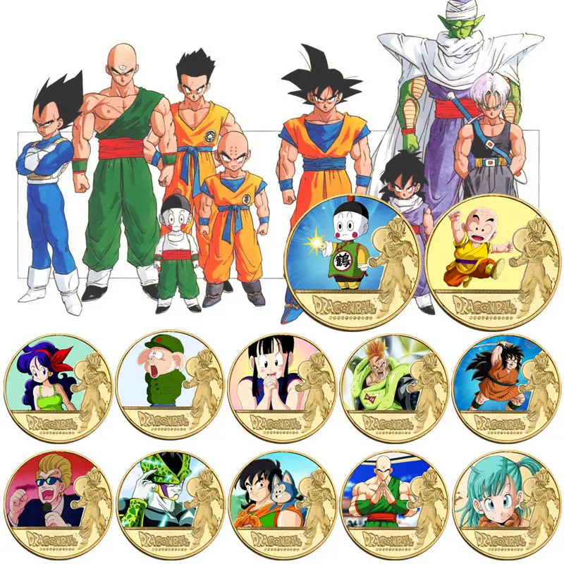 

Japanese Anime Seven Dragon Ball Commemorative Coins Goku Gohan Piccolo Gifts for Friends