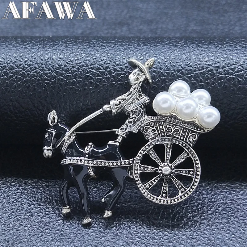 2023 романтическая сказочная брошь в виде кареты жемчужные эмалированные Броши из