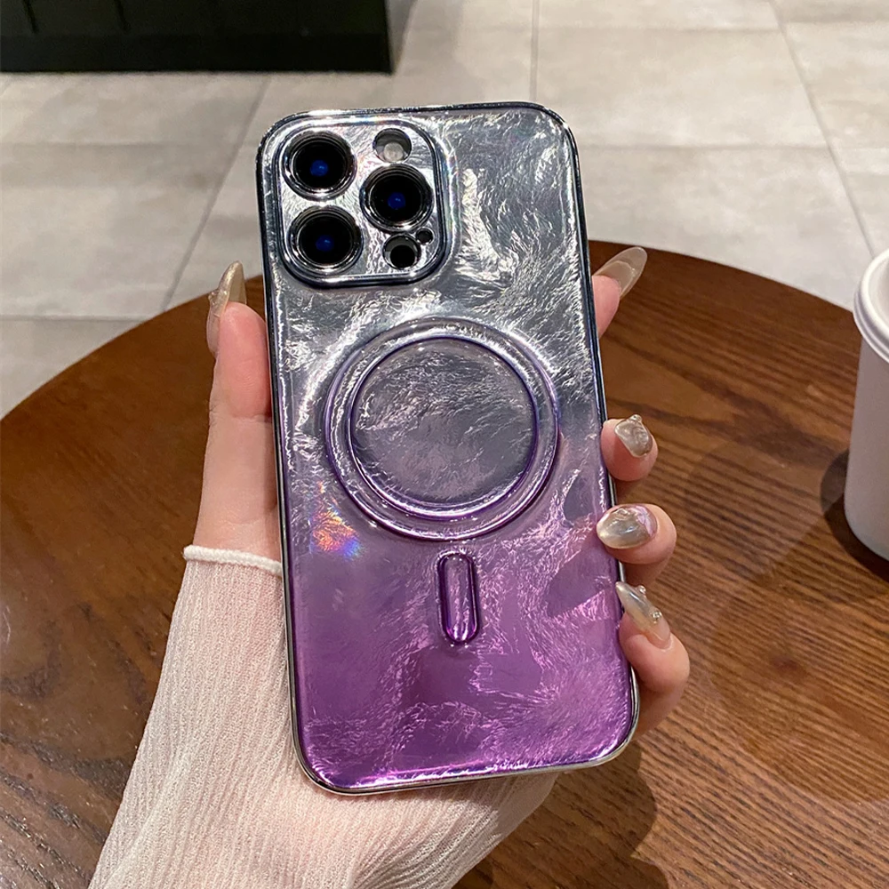 Ослепительный блестящий градиент для Magsafe магнитный чехол телефона iPhone 16 15 11 12 13 14