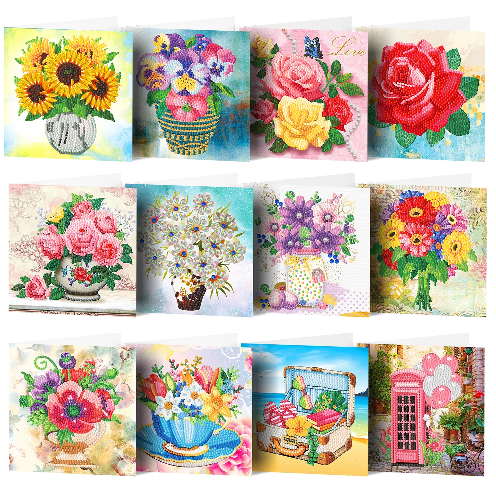 8Pcs/Set Greeting Cards special shape Diamond Painting Greeting Cards DIY Gift Diamond Embroidery Floral Wishes Greeting Cards