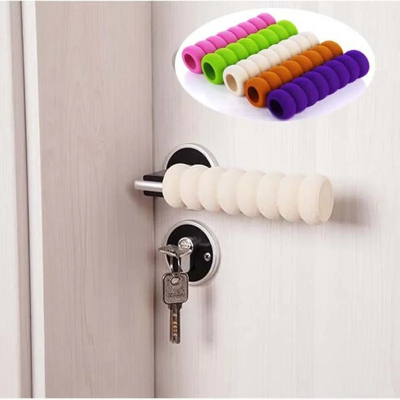 

2PC Soft Spiral Foam Elastic Door Handle Cover Doorknob Guard Protector Anti-collision Door Stopper Safety Practical Home Decor