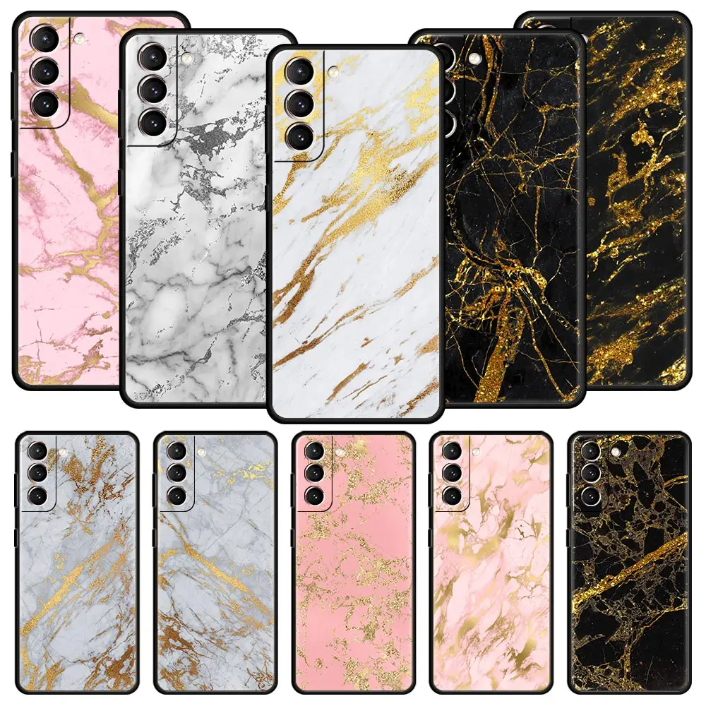 

Black Gold Marble Pattern Phone Case For Samsung Galaxy S22 S21 S20 Ultra FE 5G S10E S10 S9 S8 Plus Note 20 10 Lite Cover Shell