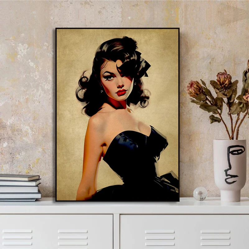 Винтажная мода Pinup Girl постер с принтом холста живопись художественные фотографии
