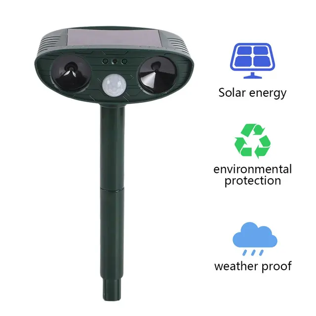 Solar Animal Repellant Ultrasonic Cat Dog Repellant Solar Powered Waterproof Animal Deterrent with 3 Vertical Rod Safety 6