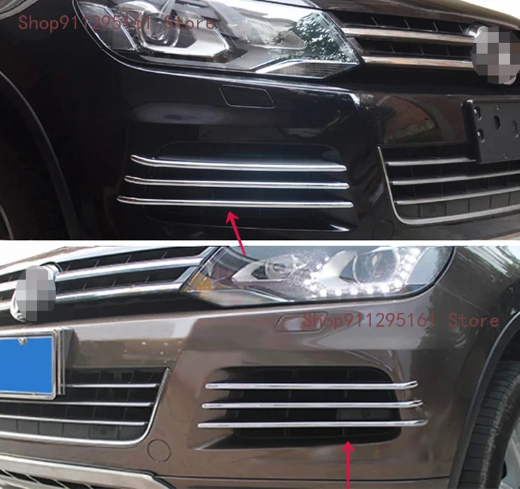 

Стайлинг автомобиля, передний бампер, нижняя крышка радиатора, гоночные грили, наклейка из нержавеющей стали для VW Volkswagen 2011 -2014 Touareg