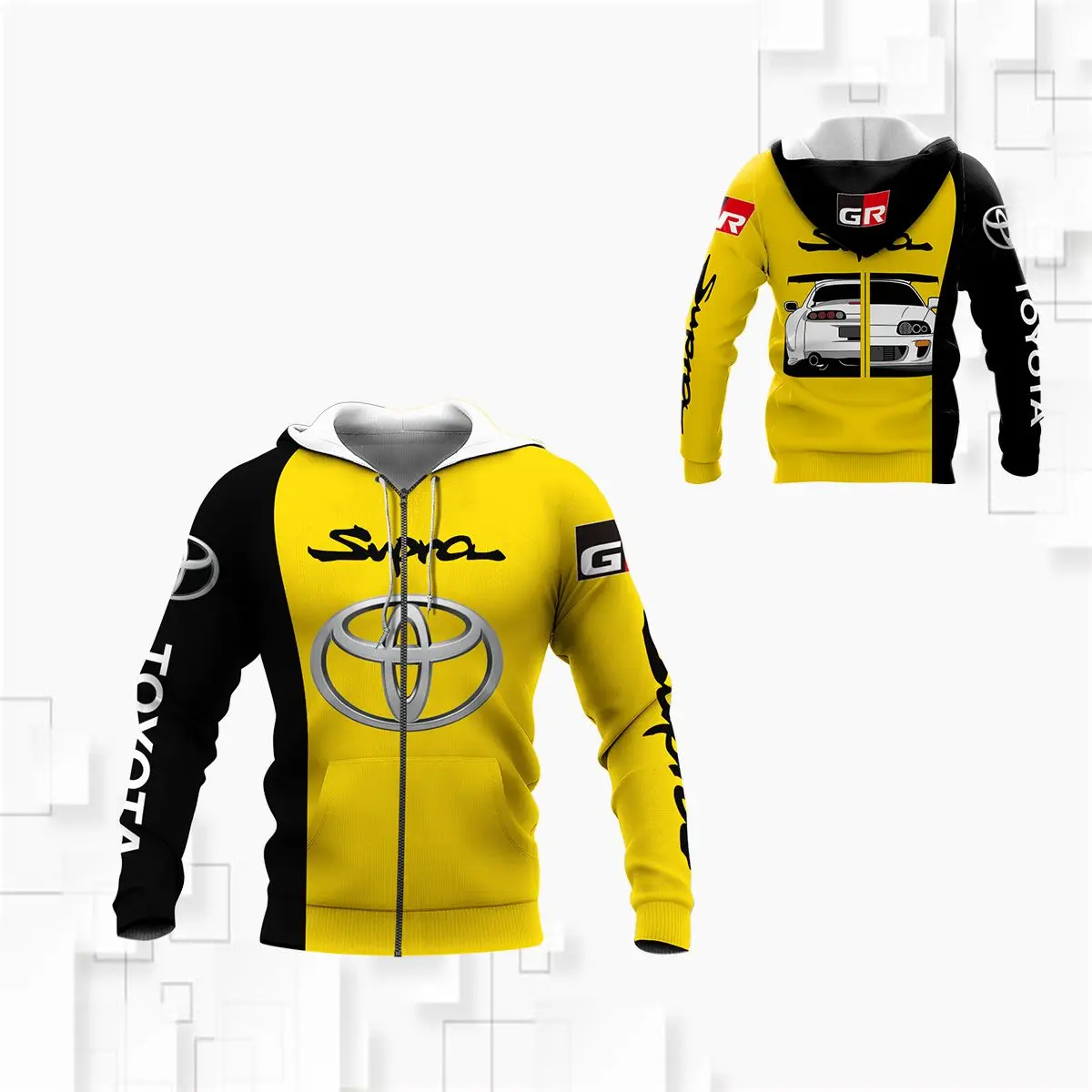 

2021 Spring Autumn Casual Toyota Logo 3d Printed Hooded High Quality Harajuku Zip Jacket Fashion Hip Hop Plus Size Sports Jacket