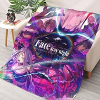 fate stay night heavens feel 3 throws blankets collage flannel ultra soft warm picnic blanket bedspread on the bed