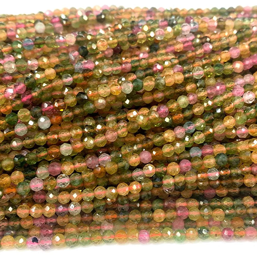 

Прозрачные желтые, зеленые, розовые граненые круглые бусины Veemake с турмалином для изготовления ювелирных изделий, натуральные камни, драгоценные камни 07931