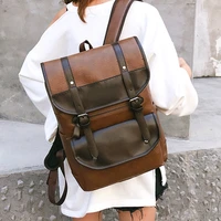 retro laptop pu leather backpacks for school women waterproof travel student backpack black brown business shoulder bag xa973m