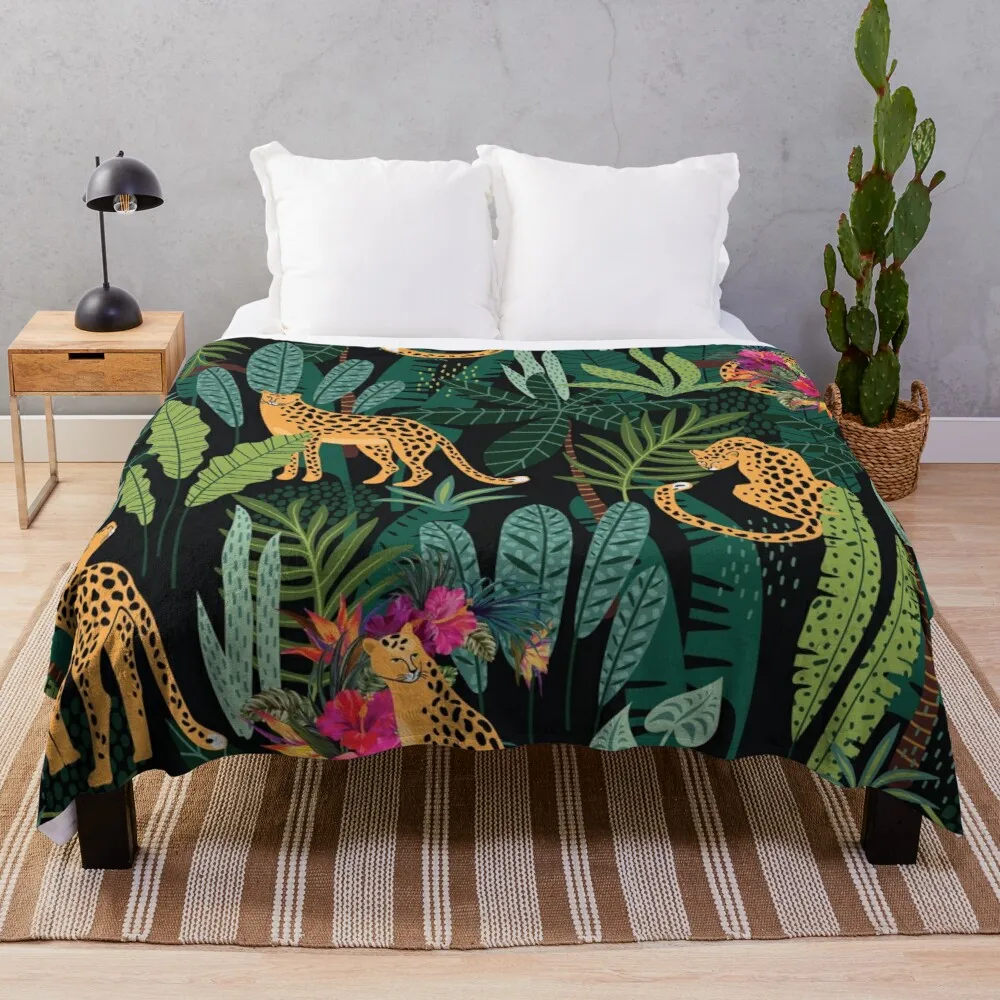 

Tropical Cheetah Print Throw Blanket Decorative Sofa Blanket