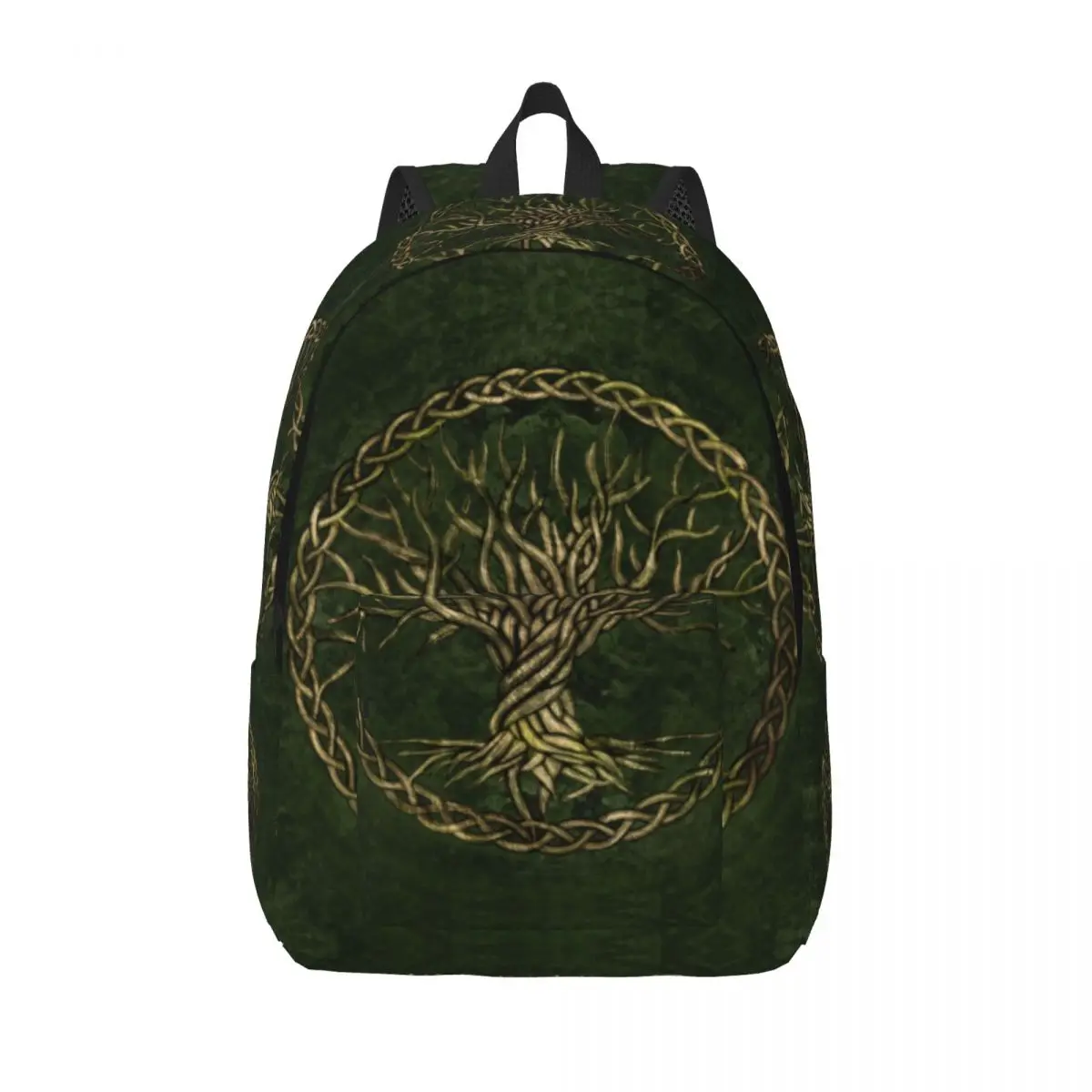 

Холщовый рюкзак для мальчиков с изображением зелёного и золотого дерева жизни, дорожные сумки для школы и колледжа Vikings yggdrсил, подходит для 15-дюймового ноутбука