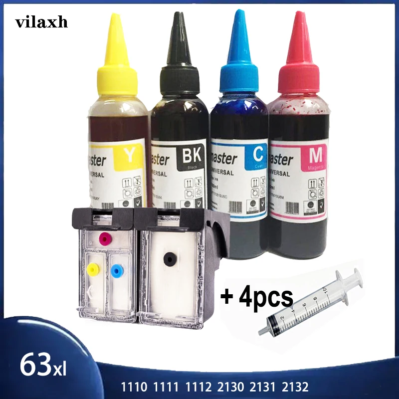 Vilaxh-cartucho de tinta remanufacturado 63XL, para impresoras HP 63 XL DeskJet 2130 1110 1112 ENVY 4520 3830 5255 4520 4650