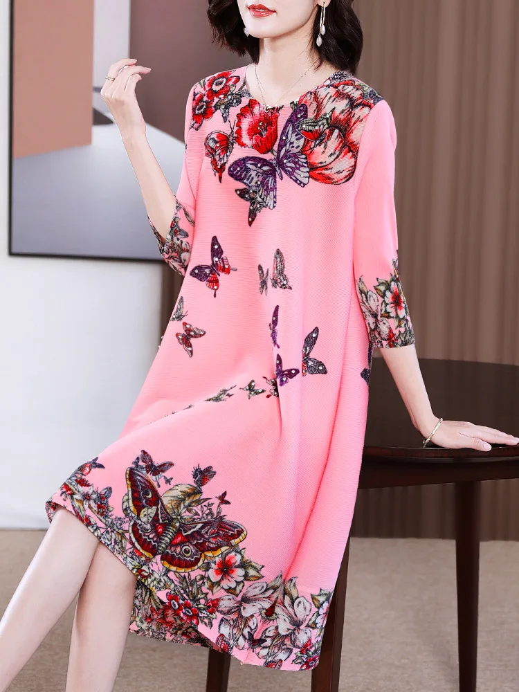 

Плиссированное Повседневное платье с принтом, Новое поступление на весну и лето 2023