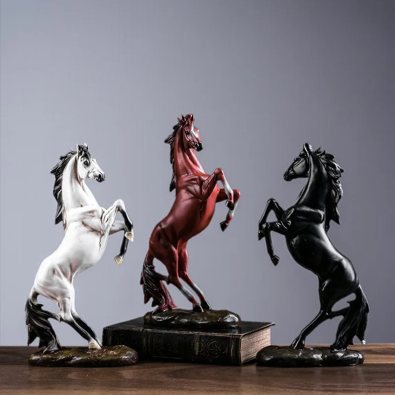 

European standing horse ornaments home living room entrance study desk decorations immediate success resin crafts