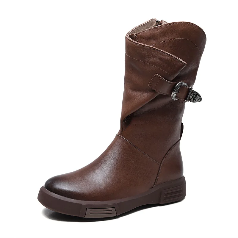 

Женские сапоги из воловьей кожи, теплая женская обувь на осень и зиму, длинные сапоги, высокие сапоги, кожаные сапоги для верховой езды