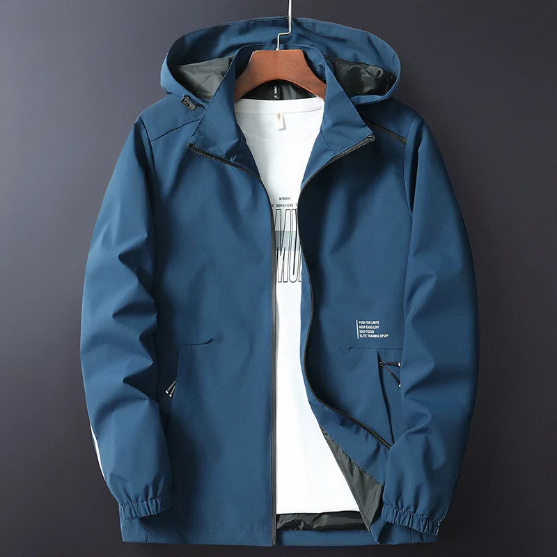 

Spring Autumn New Coat Men's Loose Large Size Detachable Hat Casual Jacket Elastic Breathable Windbreaker coats men clothing